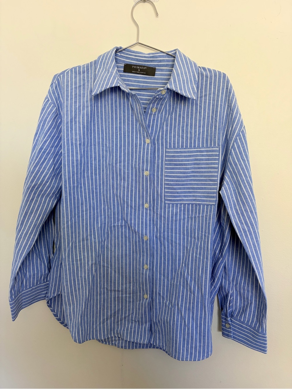 Primark Blue and White Vertical Stripe Button-Down Shirt